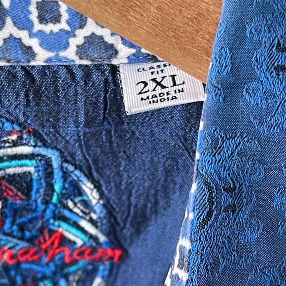 Robert Graham Long Sleeve Button Up blue flip cuff Paisley Shirt Size 2XL - Picture 5 of 14